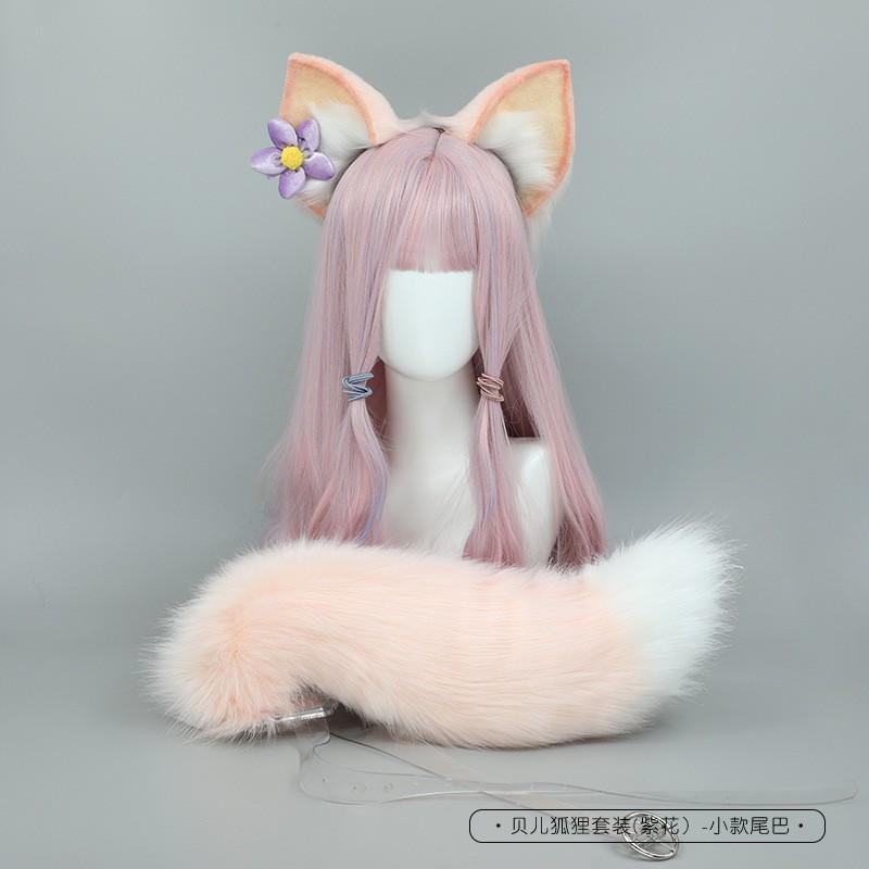 Fluffy Fox Ears Headband Tail Set Cosplay Costume - Soft Plush Animal Ear Hair Accessory Women