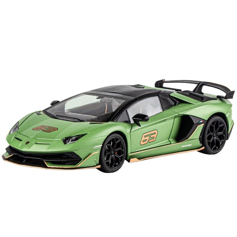 1/18 Scale Lamborghini Aventador SVJ Hidden Edition Race King Supercar Alloy Diecast Model Car Sound & Light Children Toy Gift Present