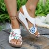 Мода Женская Мода Вышитые Сандалии на Платформе Летние Новые Круглый Носок Открытый Носок Мягкая Подошва Нескользящие Римские Туфли-Лодочки