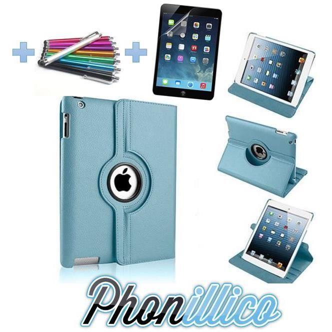 Coque Bleu ciel + Film + Stylet compatible Apple iPad Air 1 / Air 2 Phonillico®