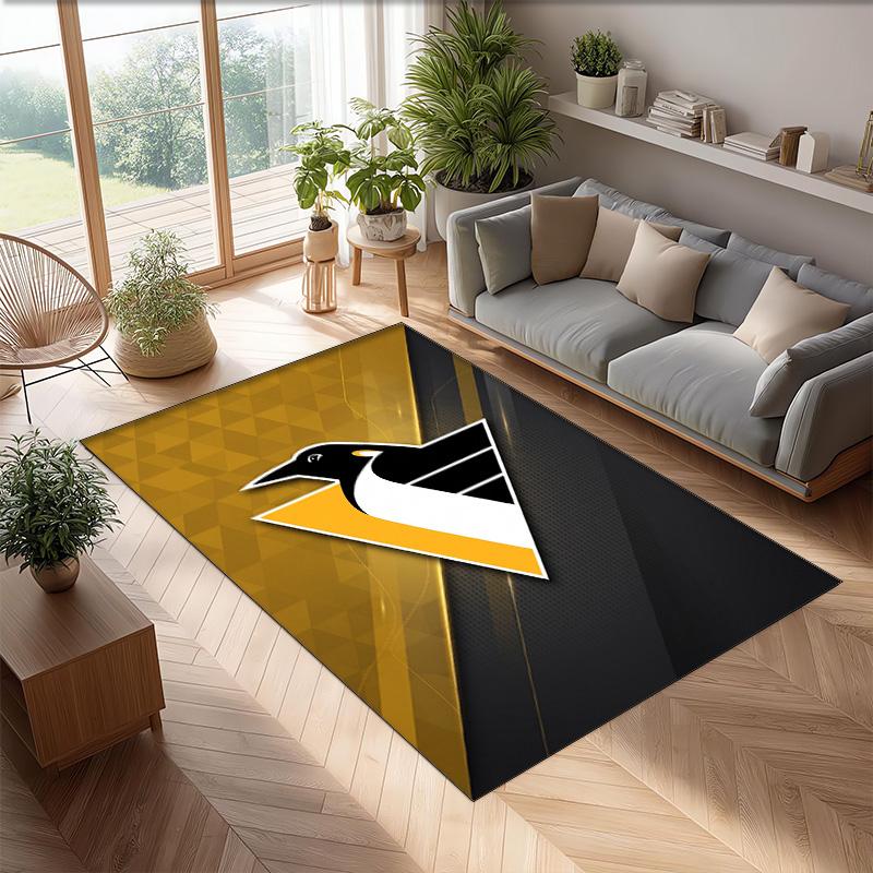 Pittsburgh Penguins Crystal Velvet Carpet Soft Anti?Slip Floor Mat Comfortable Home Living Room Bedroom Decor Rug
