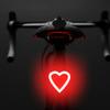 1Pc Heart Shape LED Bike Light USB Rechargeable Bicycle Rear Light Waterproof Taillight 5 Mode Cycling Night Safety Warning Lamp