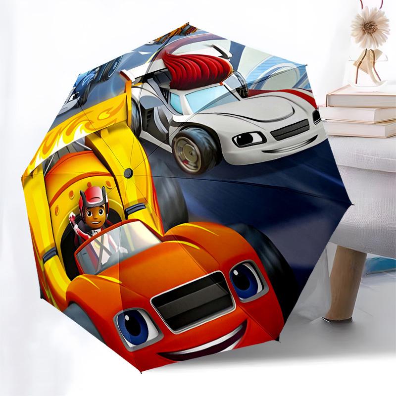 Race cars, Cartoon racing Automatic Opening and Closing, 8 rib Structure Portable Umbrella, Suitable for Men and Women in All Seasons Perfe