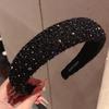 Корейская минималистичная шерстяная повязка на голову со стразами: Стильная заколка для волос с высоким черепом