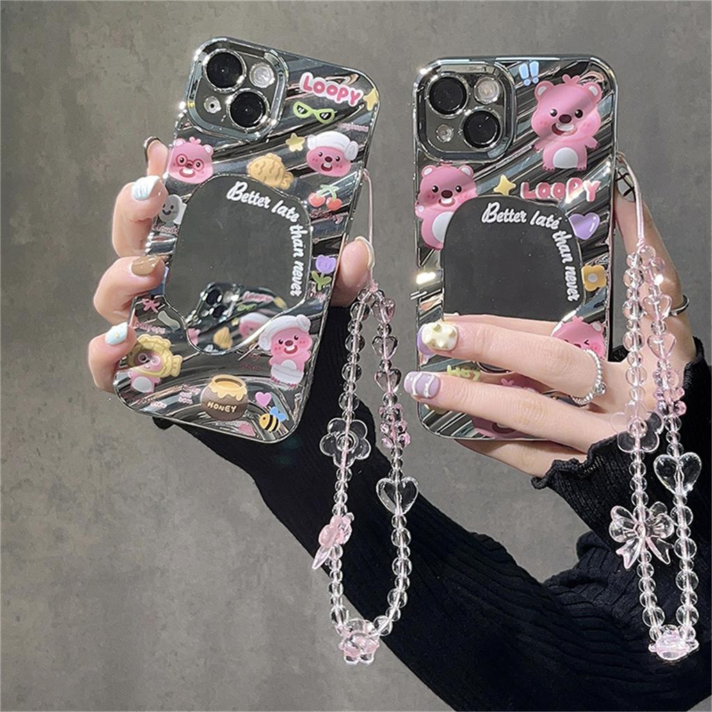 Корейский розовый медведь, бабочка, цветок, цепочка для телефона, модный кулон для iPhone, Samsung, универсальные аксессуары, милая веревка для подвешивания телефона