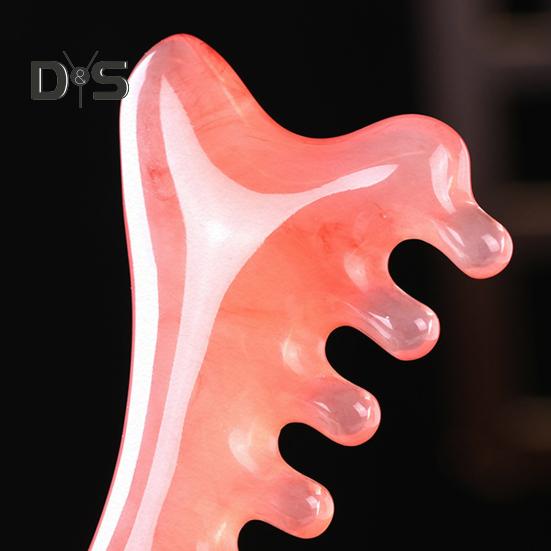 Массажер для кожи головы 4-в-1, расческа с широкими зубьями, смоляной инструмент Гуаша для терапии головы и лица, акупрессура и стимуляция меридианов