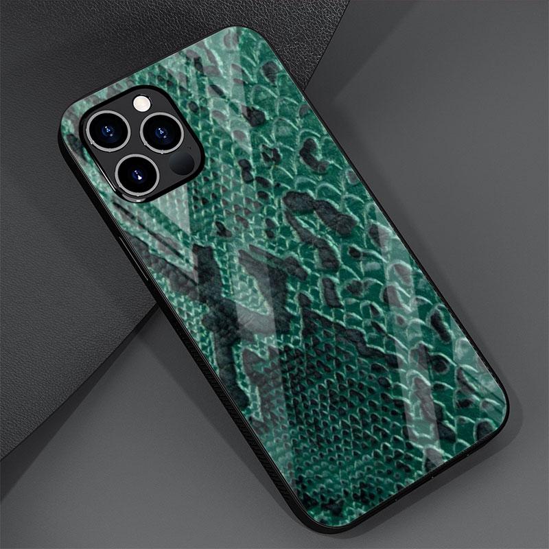 Стеклянный чехол с принтом змеиной кожи для Apple iPhone 14 13 Pro 11 12 7 8 Plus SE 2022 XR X XS Max 6 6S, закаленный чехол для телефона
