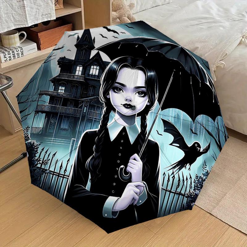 1PC haunted house umbrella Umbrella-8-Rib Reinforced, Automatic Open, Lightweight & Durable, Cute Fashion Accessory for Outdoor, W134