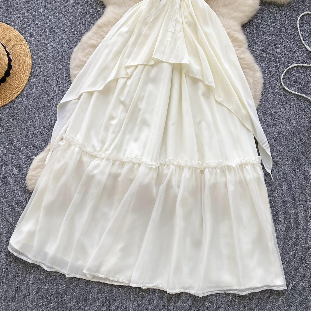 Summer Women Sexy Spaghetti Strap 3D Flower Ruffles Long Maxi Holiday Beach Dresses