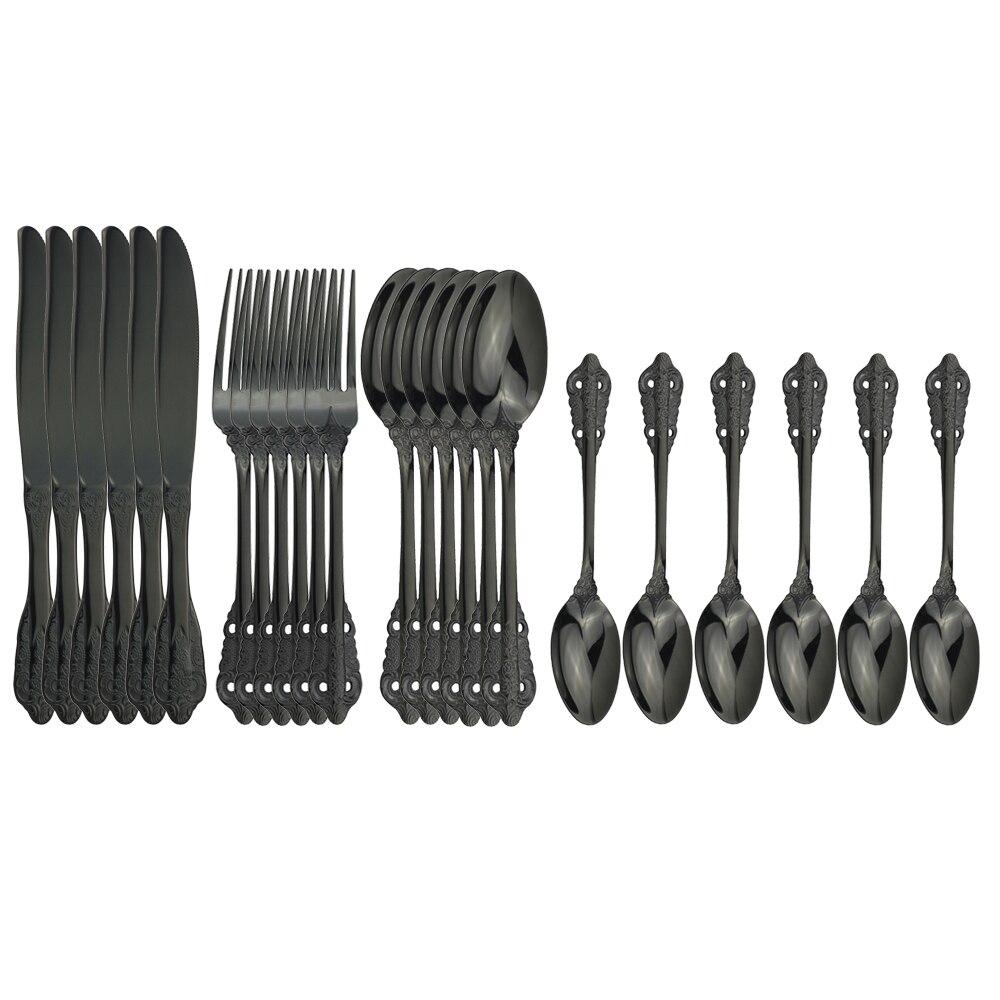 Набор столовых приборов, 24 шт., красочный набор столовых приборов, столовая посуда из нержавеющей стали, набор столовых приборов, ужин для дома, кухонный нож, вилка, ложка, набор услуг на 6 персон