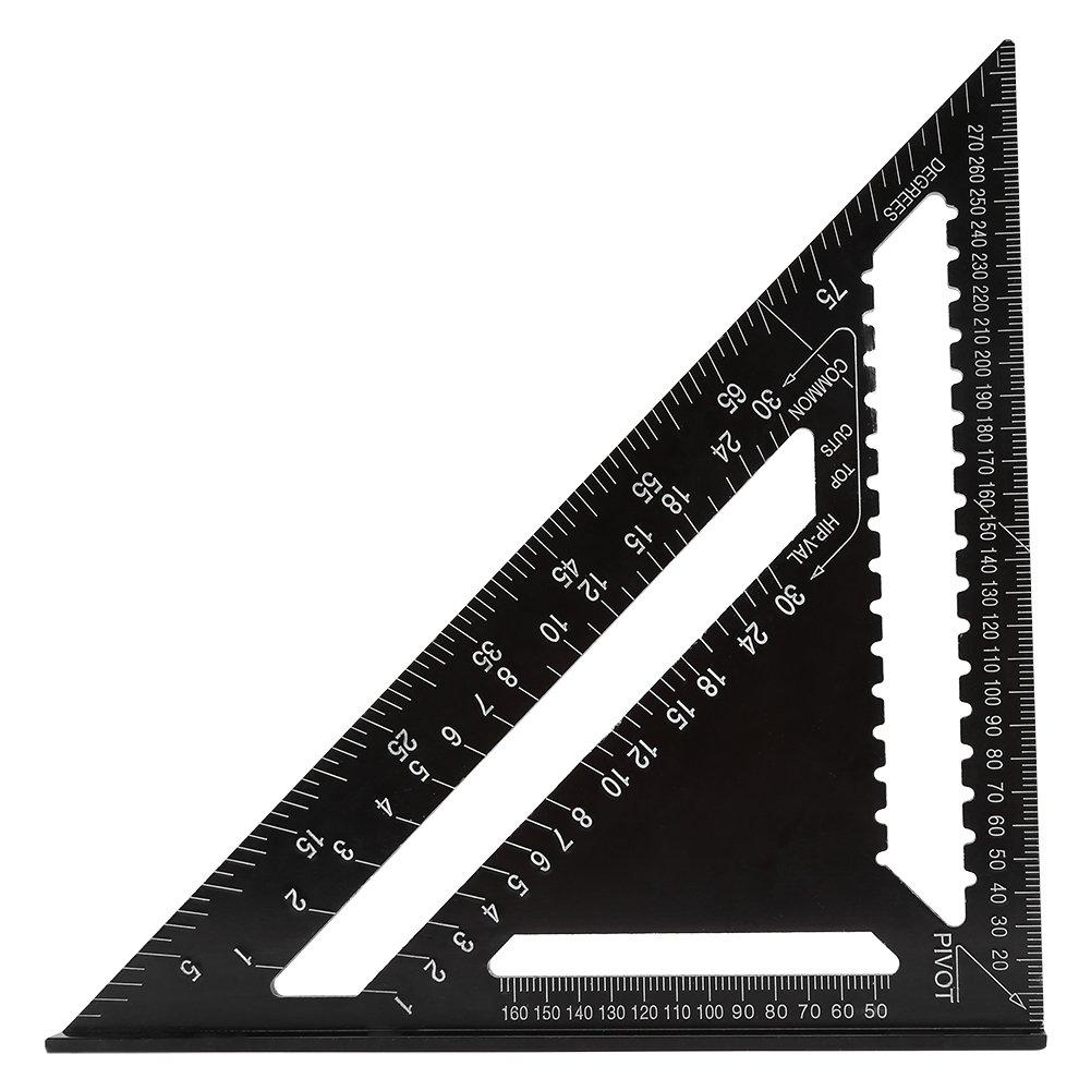 Aluminum 12 Inch Rafter Square Carpenter Measuring Layout Tool Alloy Metal Triangle Ruler Imperial Protractor for Woodworking and Carpentry 1 Pc
