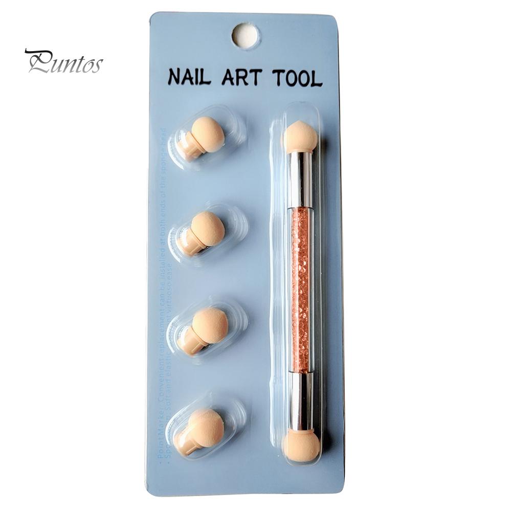 Puntos Nail Art Портативная моющаяся губка с двойной головкой, ручка для рисования, инструмент для нанесения точек