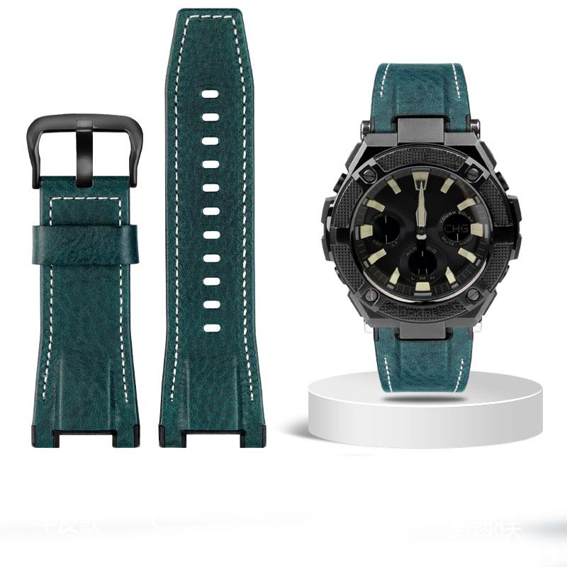 Для часов Casio GST-S100G S110 S130L W100G W110 210B 400G Ремешок для часов холщовый Браслет 26*14 мм Мужской мягкая коровья кожа Кожаный ремешок для часов