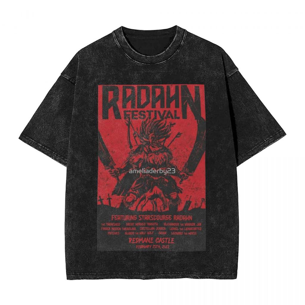 Винтажная потертая футболка Raya Lucaria Academy Хлопковая футболка E-Eldens Game R-Rings Leisure Tee Shirt Top