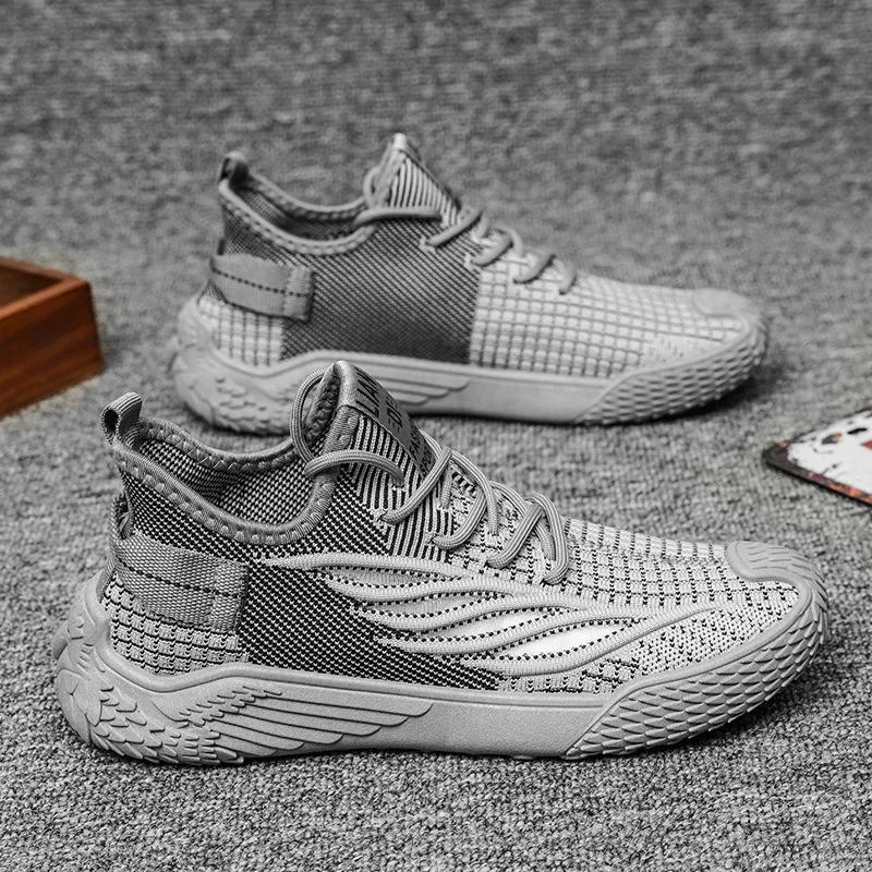 Мода 2025 Осень Повседневная Ходьба Бег Сетчатые Дышащие Плоская Подошва Вязаная Обувь Спортивная Мужская Обувь Большие Размеры Zapatillas Hombre