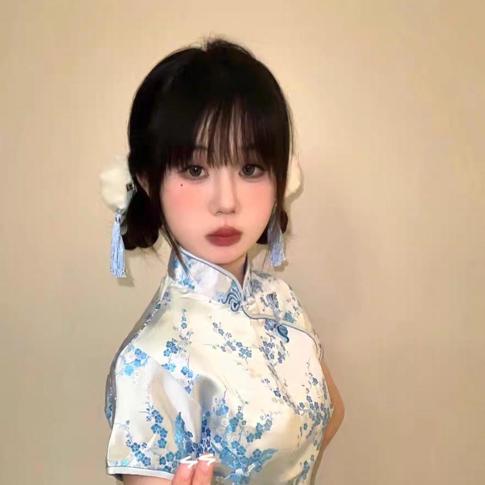 Cloth Bowknot Tassel Hair Clip Barrettes Cosplay Headwear Cute Chinese Style Hairpin Party
