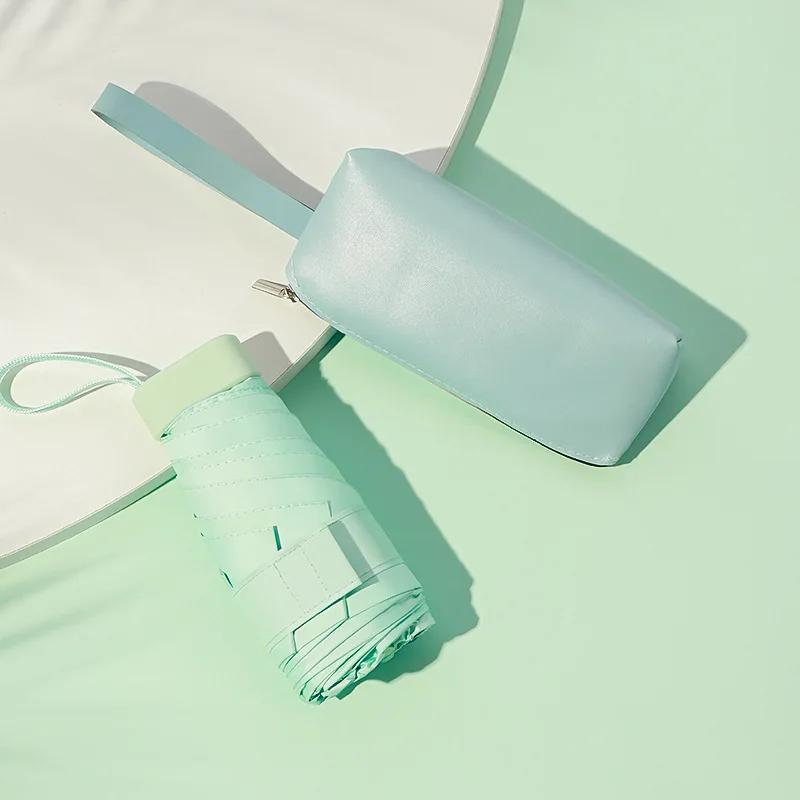 Мини складной солнцезащитный зонт для женщин, солнцезащитный козырек от солнца и ультрафиолета, небольшой портативный карманный зонтик от дождя и солнца