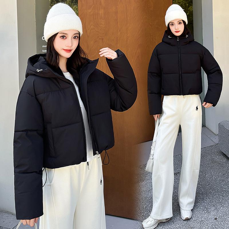 Hooded short cotton clothes women's winter thickened bread clothes small loose coat women's cotton-padded clothes new