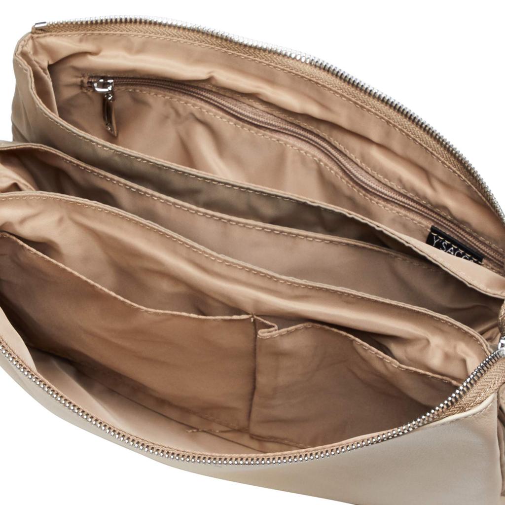 Кожа x Нейлон Тонкая сумка-пошет Светло-бежевый [Isaac] Y01-05-11SC