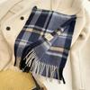 2024 Luxury Korean-Style Women's Wool Plaid Scarf - Warm, All-Season Shawl