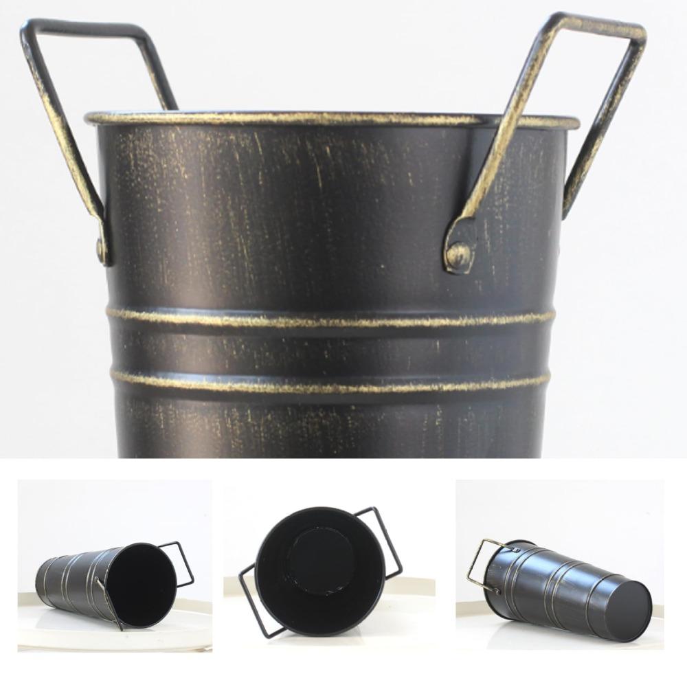 Pastoral Style Flower Arranging Bucket Metal Umbrella Rack New Iron Vase  Office