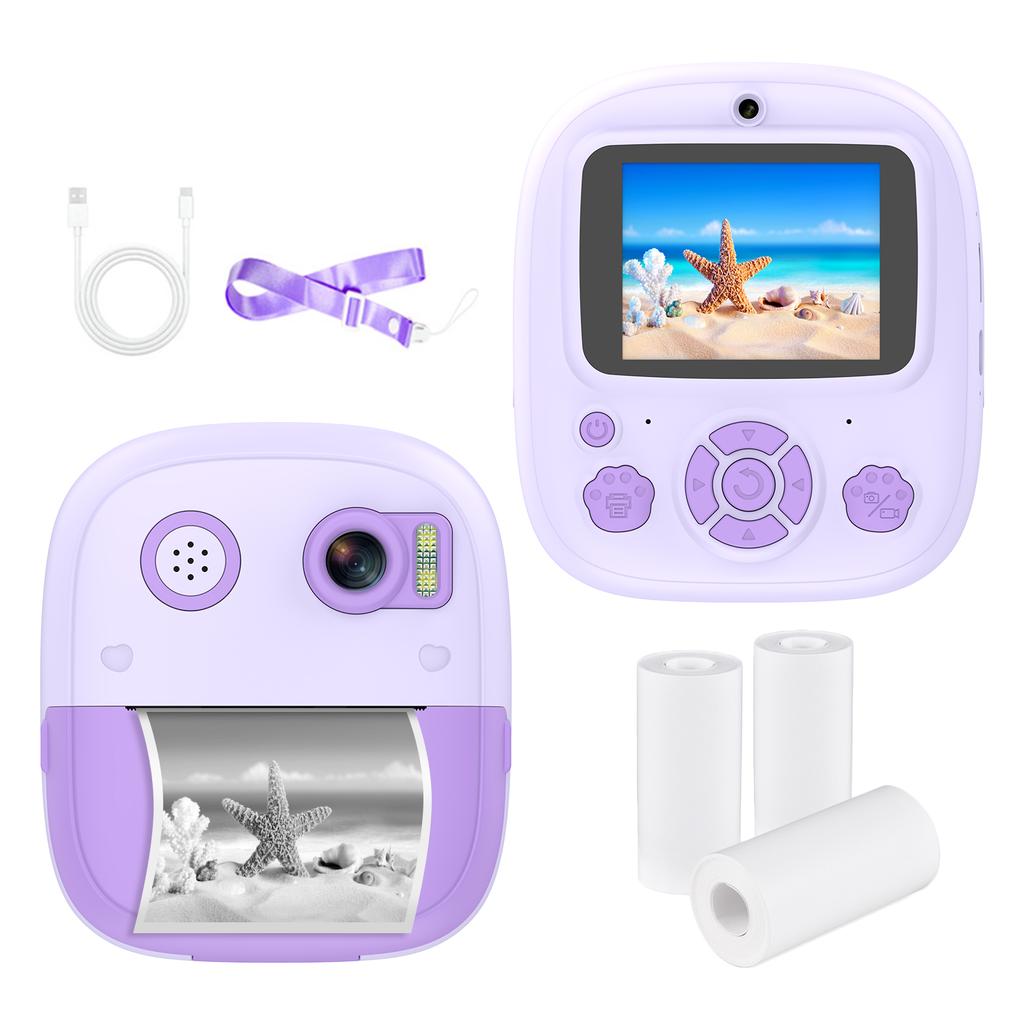 Kids Instant Print Camera Kids Digital Camera 1080P Digital Video Camera Dual Lens 2.4 Inch IPS