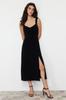 Women's Style Dress Black Plain Knitted Dress