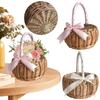 Плетеная корзина для цветов из ротанга с ручкой, корзина для хранения конфет, плетеная корзина для цветов для декора свадебной вечеринки