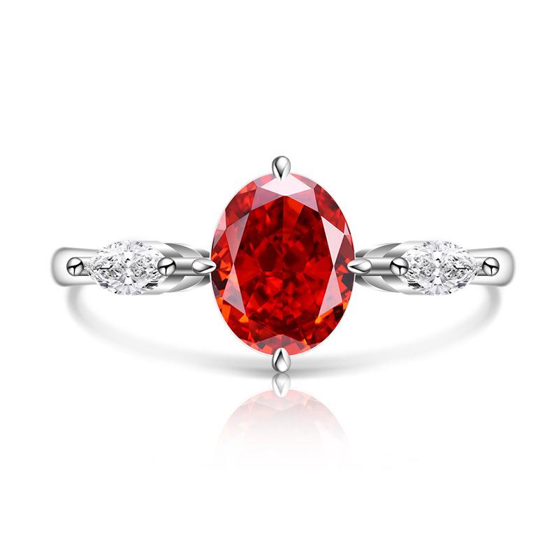 925 Sterling Silver Ice Cut Pigeon Egg Shape Colored Gem Super Sparkling High Carbon Diamond Simple Ring for Women Fashion Jewelry Gift
