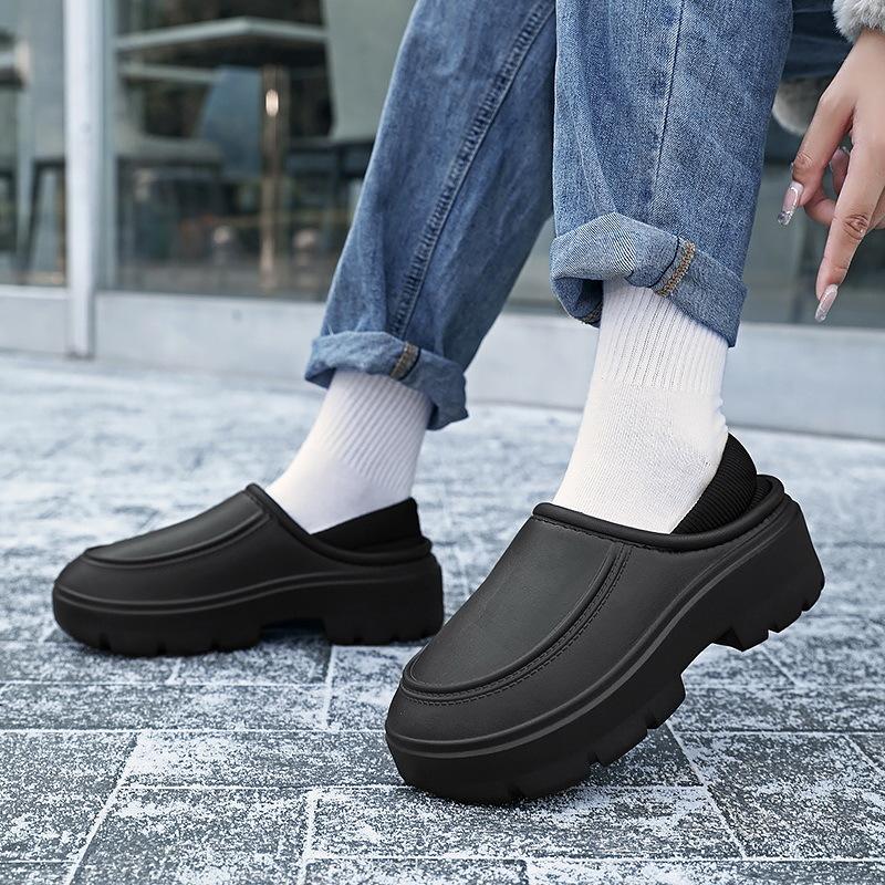 Теплая зимняя хлопковая обувь, женские теплые меховые домашние тапочки, нескользящие плюшевые тапочки из ЭВА, домашние тапочки для пар с толстой подошвой, шлепанцы