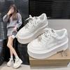 Platform White Shoes Women's Early Spring New Versatile Sports and Leisure Shoes Heightening Lace-up Board Shoes Women