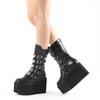 Hot Brand INS Demonias Shoes Platform Heart Buckle Wedges High Heels Motorcycle Mid Calf Boots Women Gothic Street Cool