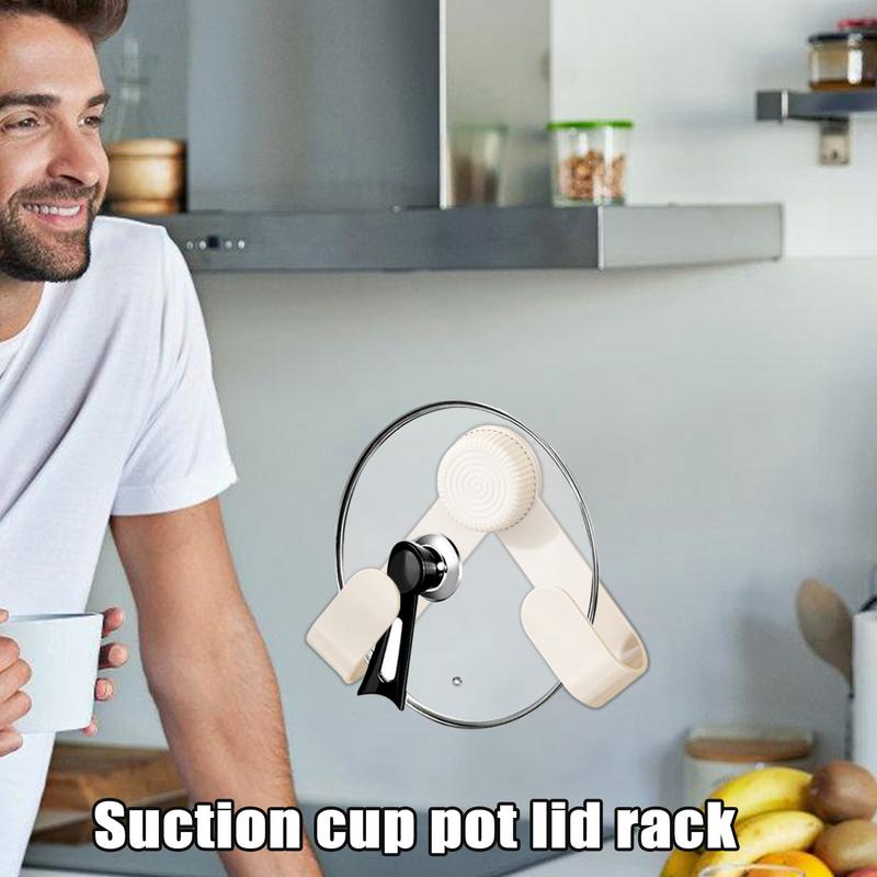 Suction Cup Rotating Pot Lid Rack Chopping Board Cutting Board Hooks Kitchen Multifunctional Nail-free Wall Mounted Shelves