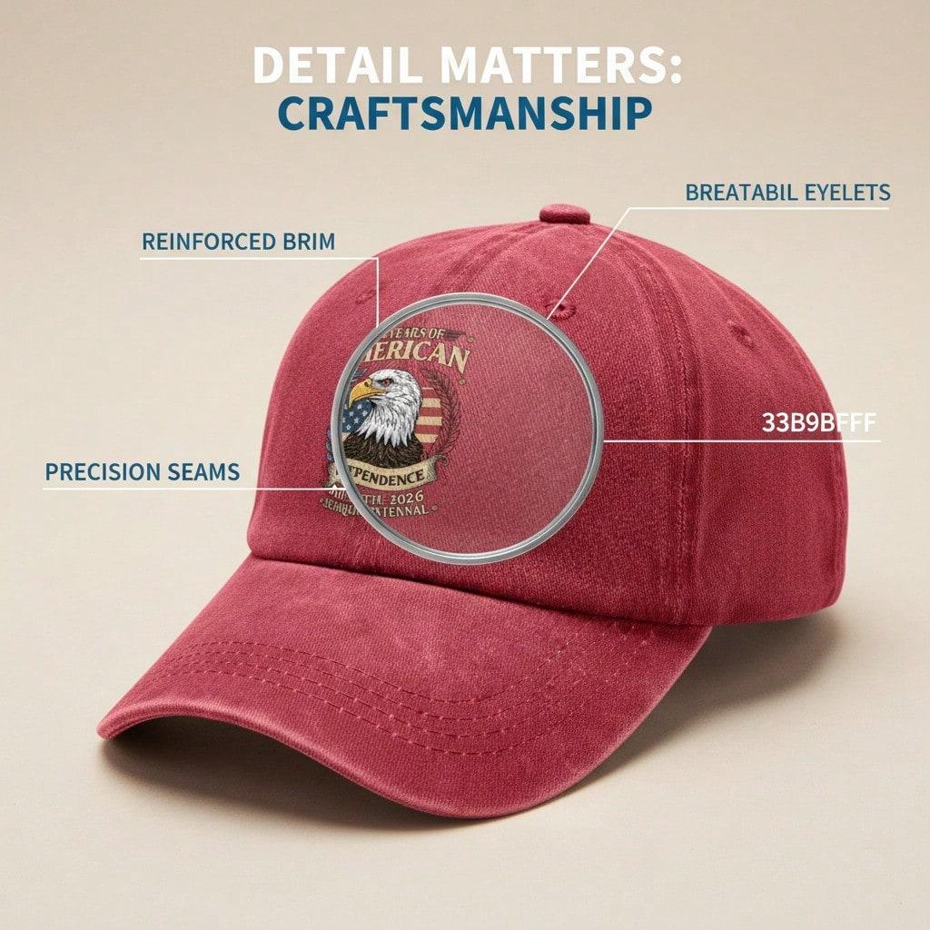 [American Independence Baseball Hat] Unisex 250Th Anniversary Eagle & Flag Print Lightweight Adjustable Polyester Patriotic Casual Outdoor Sports Cap