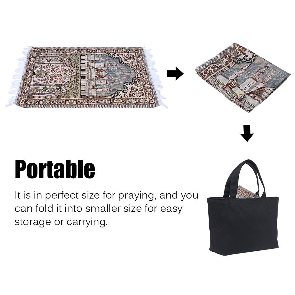 Ethnic Style Portable With Tassel Islamic Carpet Liturgical Mat Ramadan Mat Muslim Prayer Rug