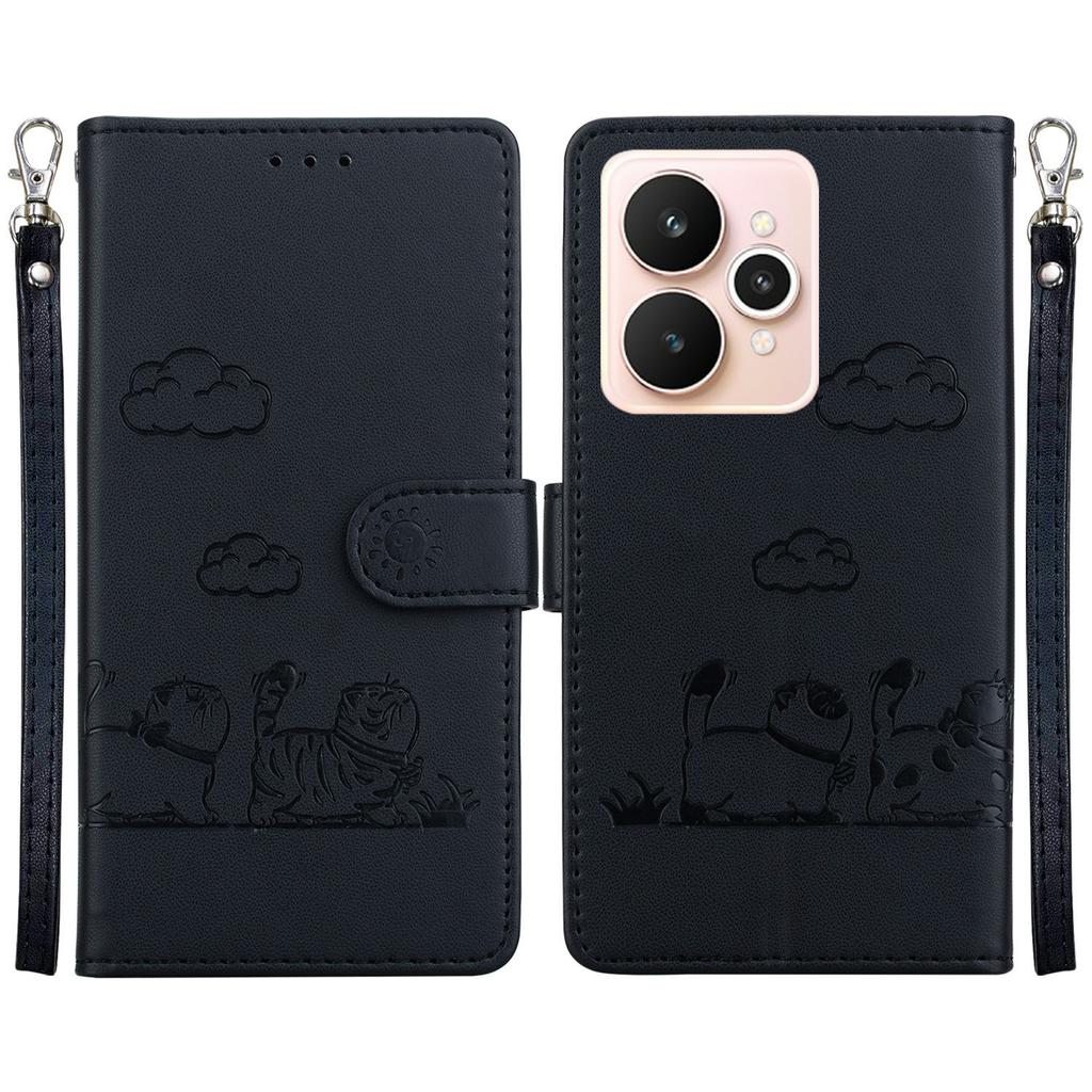 For Realme 15 Pro 5G/15 5G Case RFID Blocking Kitten Pattern TPU+PU Leather Phone Cover with Wrist Strap