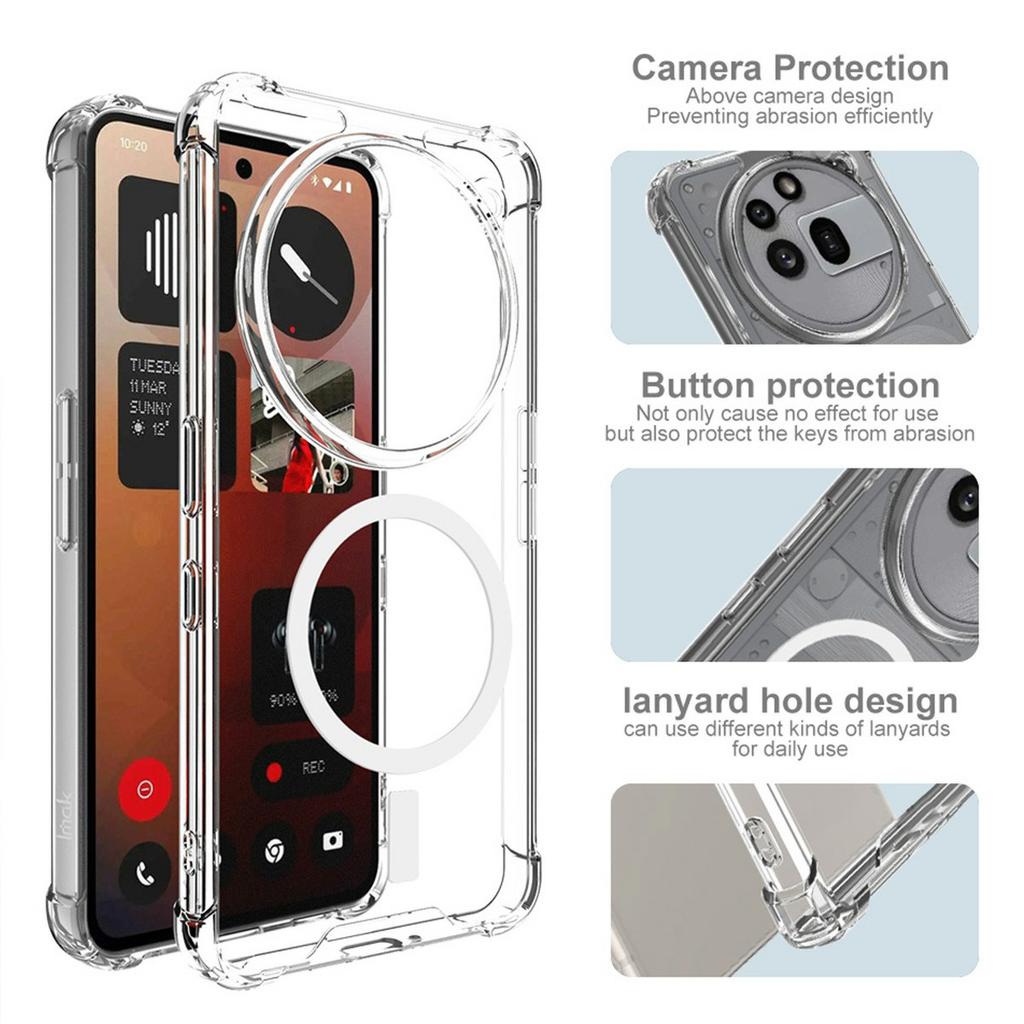 IMAK для Nothing Phone (3a) Прозрачный чехол из ПК и ТПУ, совместимый с MagSafe, противоударный