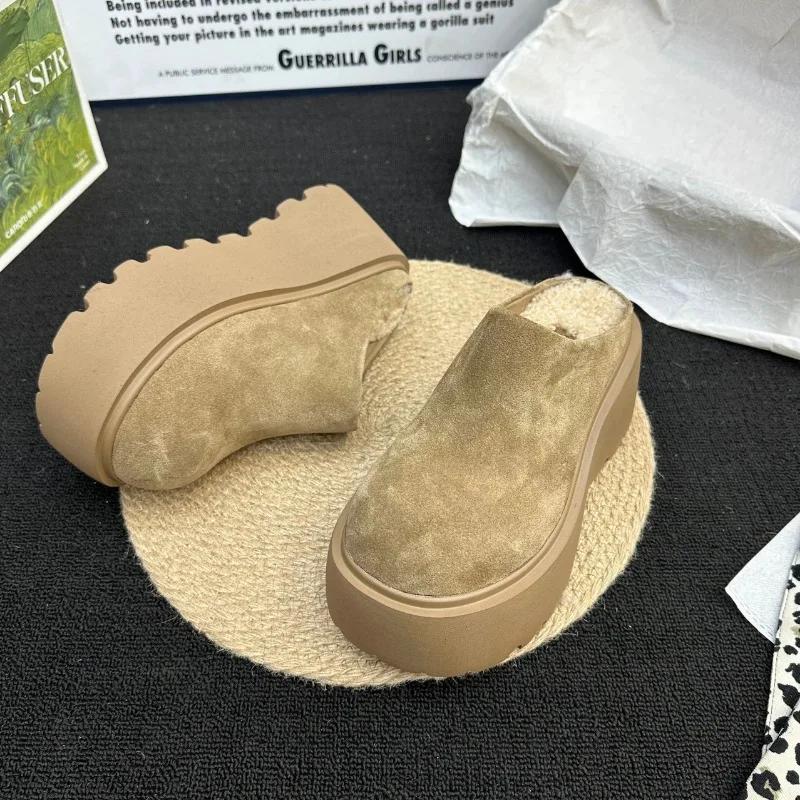 Модные туфли на высоком каблуке на платформе женские хлопковые тапочки замшевые модные прогулочные туфли женские 2024 тренд зимние туфли-лодочки повседневное платье Chaussure Femme