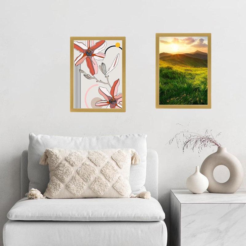 10pcs gold magnetic diamond picture frame, A4 self-adhesive poster frame, suitable for wall decoration and announcement display.