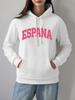 España Letter Classics Printed Hoodie Women Comfortable Loose Sweatshirt Fleece Warm Soft Pullover Casual Pocket Womans Clothes