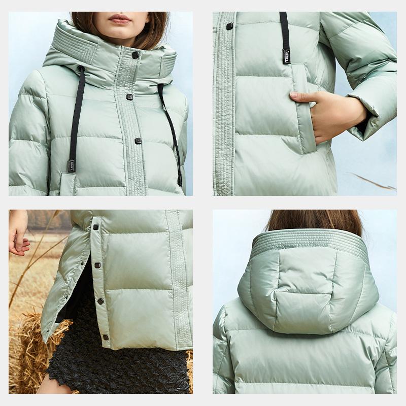 JAZZEVAR зимнее удлиненное хлопковое пальто, однотонное теплое уличное повседневное хлопковое пальто, хлопковая куртка с капюшоном