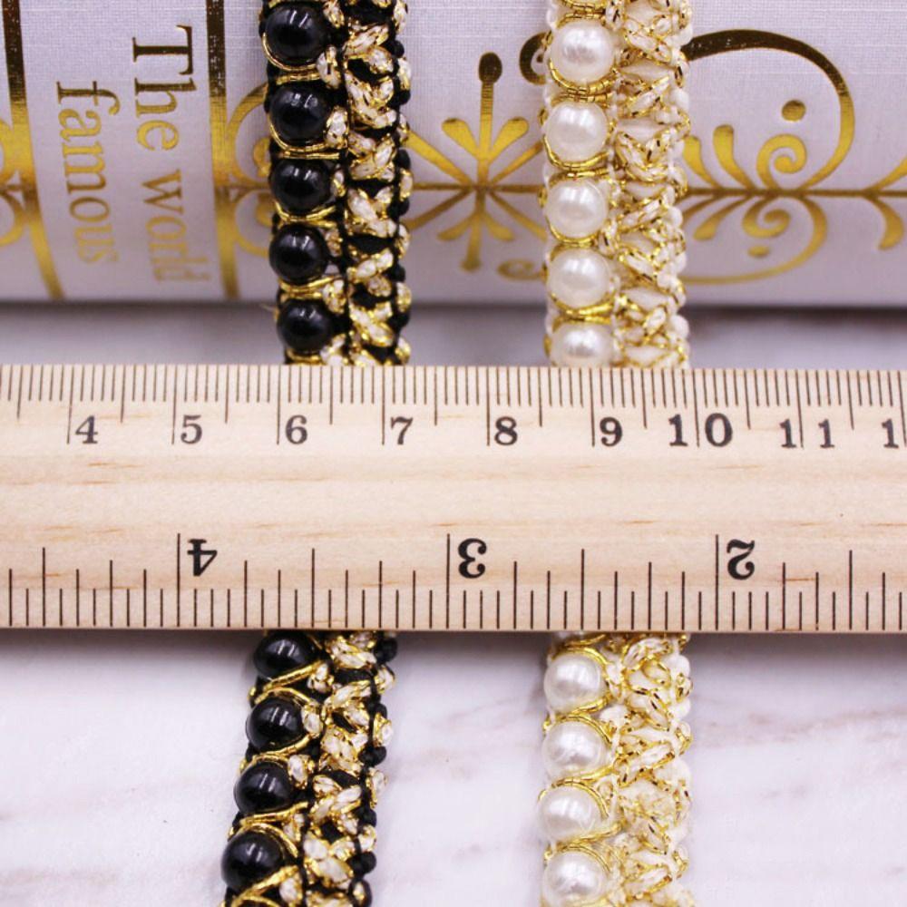 Needlework Applique Fabric Beaded Lace Ribbon Hand-stitched Pearl Lace Trim Pearl Braid Lace Ribbon
