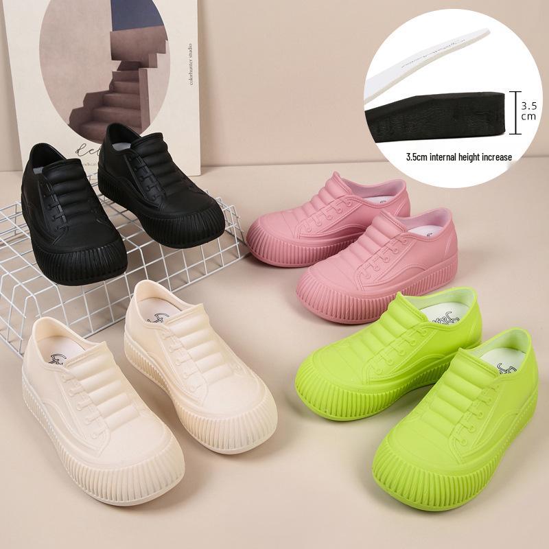 Women's Waterproof Non-Slip Hidden Heel Rain Boots - Fashionable Slip-On Short Tube Shoes