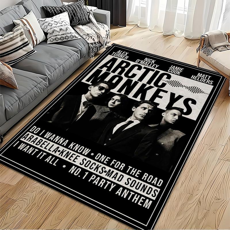 Arctic Monkeys Band Portrait Design Non-slip rug suitable for living room and bedroom sofas.
