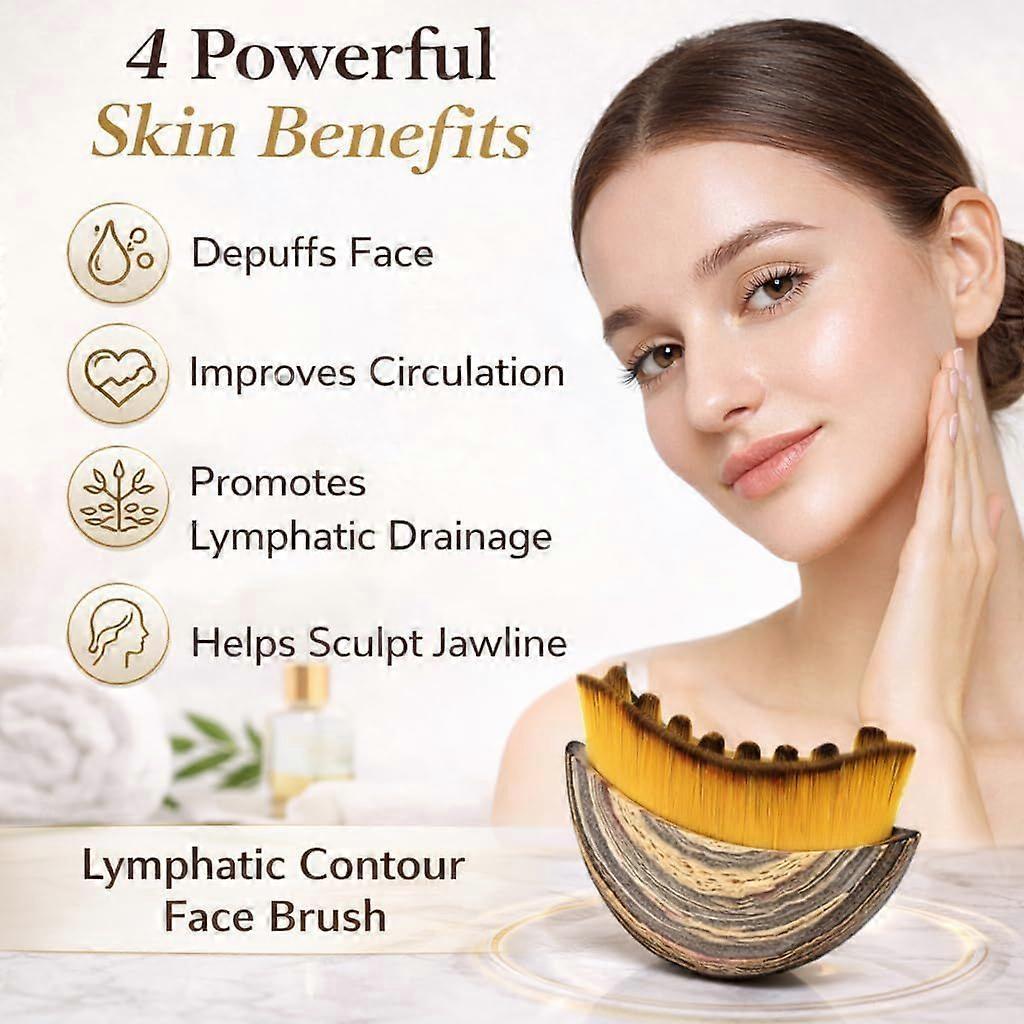 Lymphatic Drainage Face Brush Soft Bristle Facial Dry Brush for Face and Neck, Lymphatic Contour Massage Tool, Gua Sha Alternative for Depuffing,