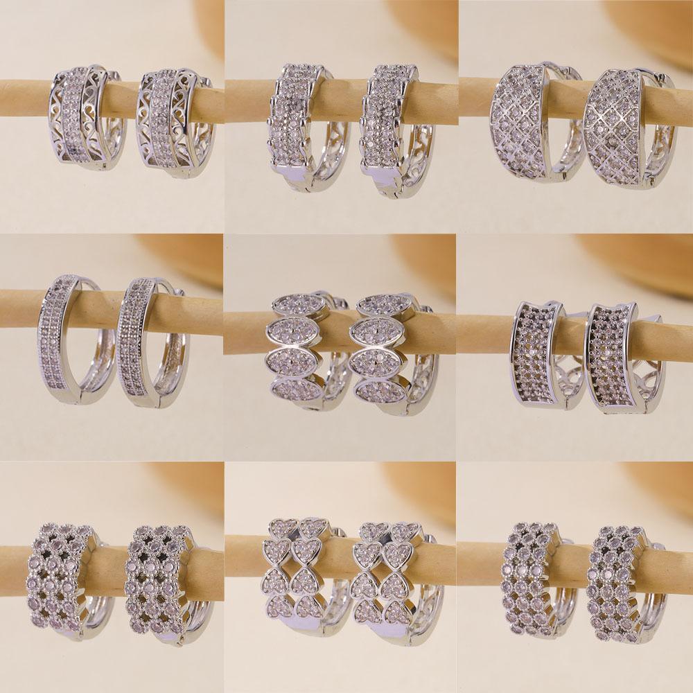 Color Earrings Women'S Jewelry Selection, Fashionable Multi-Style Zircon Earrings Inlaid With Zirconium Exquisite Jewelry