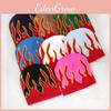 Knit Cap Outdoor With Flame Pattern And Acrylic Material For Streetwear Fall