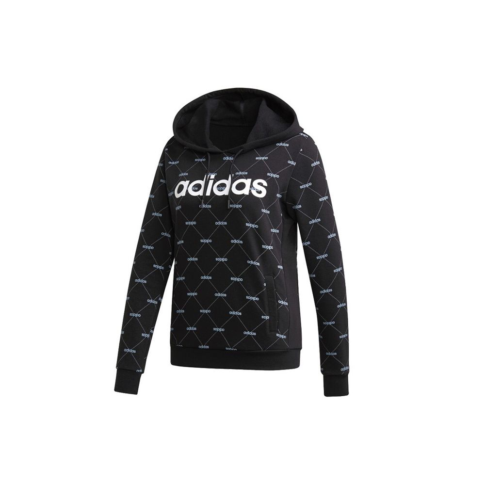 adidas Нео логотип напечатан в американском стиле повседневная толстовка с капюшоном женские толстовки черные EI6255