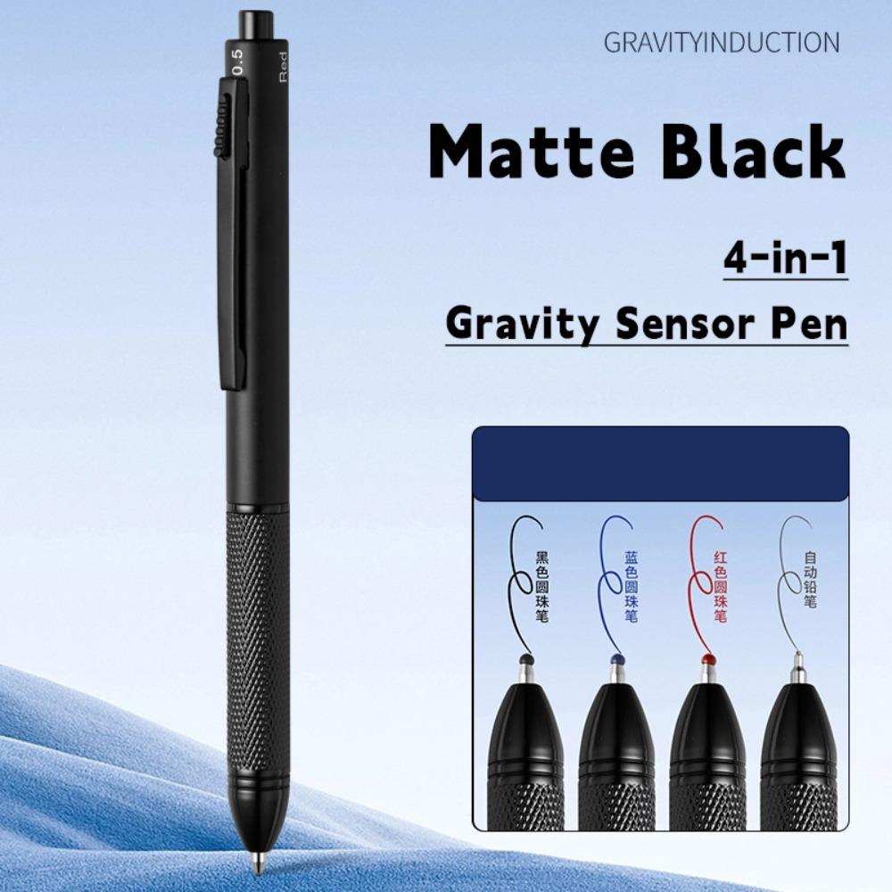 Metal Multifunction Pen 4-in-1 0.5mm Mechanical Pencil Simple 3 Color Ballpoint Pen  School Office