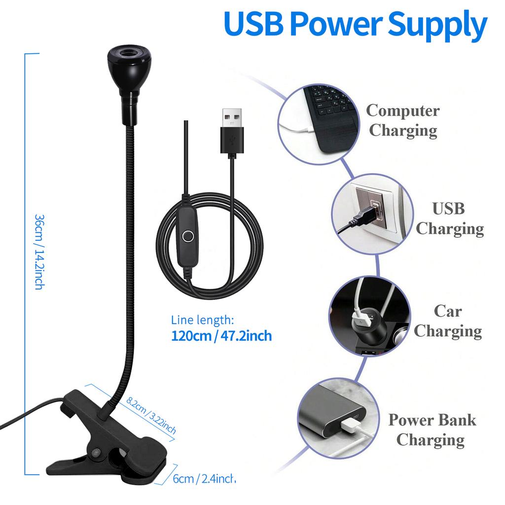 Быстросохнущая лампа для ногтей с USB-зажимом, настольная лампа, вращающаяся на 360 градусов, ультрафиолетовая лампа для сушки лака для ногтей, быстрая сушка